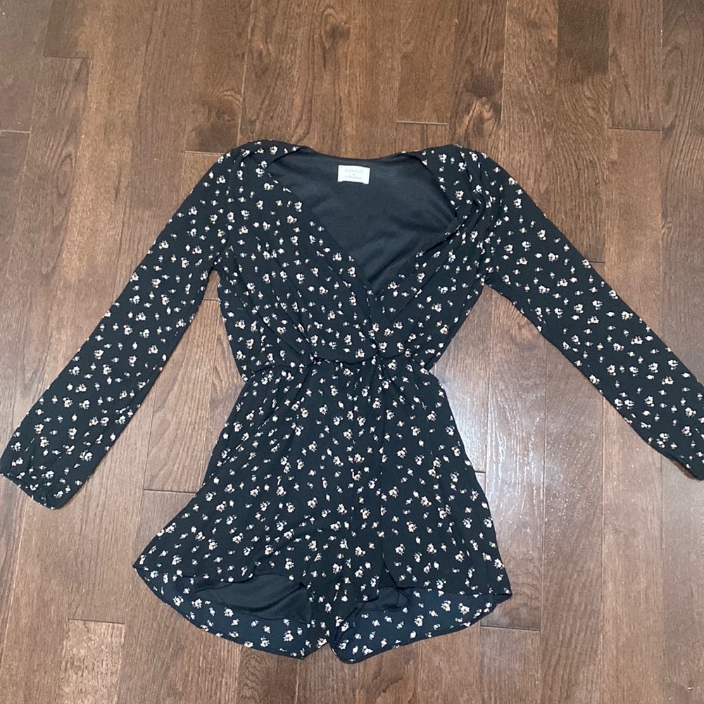 Francesca’s Black & Pink Floral Romper